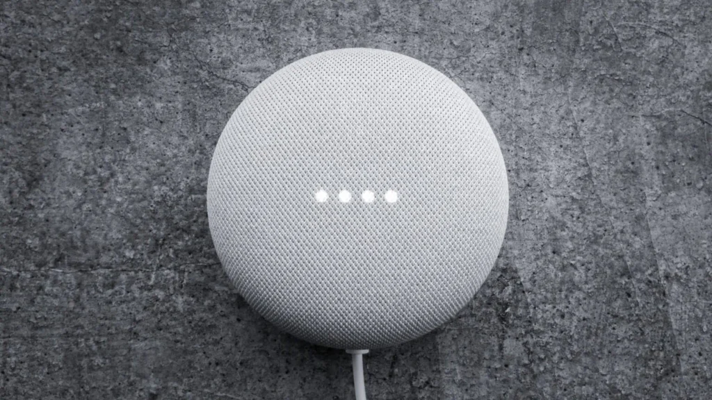 A White & Grey Google Home Mini
